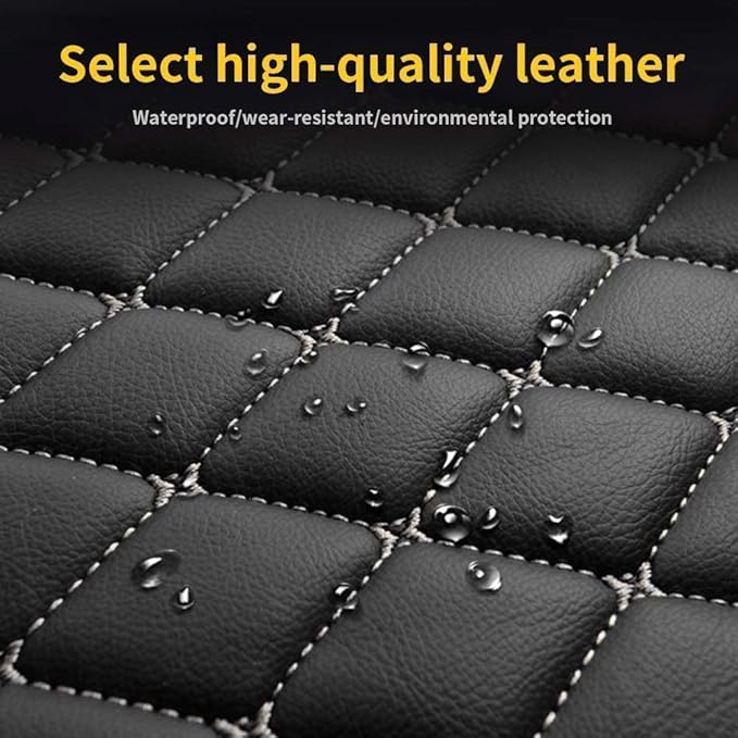 Custom Making Car Floor Mats Compatible for 2000-2025 All Mode Sedan SUV Sports Car Full Coverage Cute Pads Protection Non-Slip Leather Floor Liners (Black+Gray Edge)