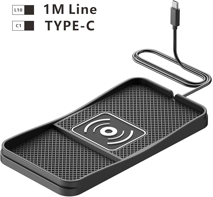 Car Wireless Charger Pad for Ford Crown Victoria 2000-2011, Fast Car Wireless Charging Pad for Car Center Console, Non Slip Charging Mat,1M-Type C