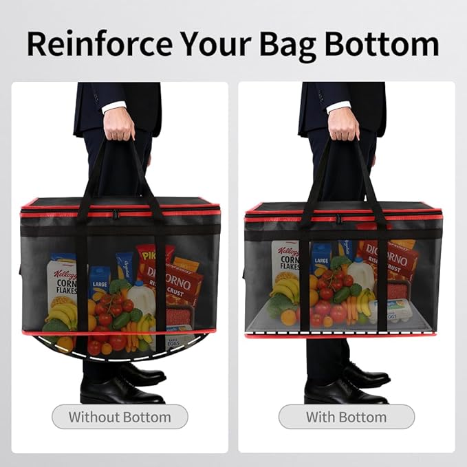 Bodaon Large 2-Pack Insulated Food Delivery Bag With Hard Bottom, XXXL Bags, Rideshare Delivery Bag, Grocery Shopping and Catering, Cold/Hot Styrofoam Carrier for Travel/Car