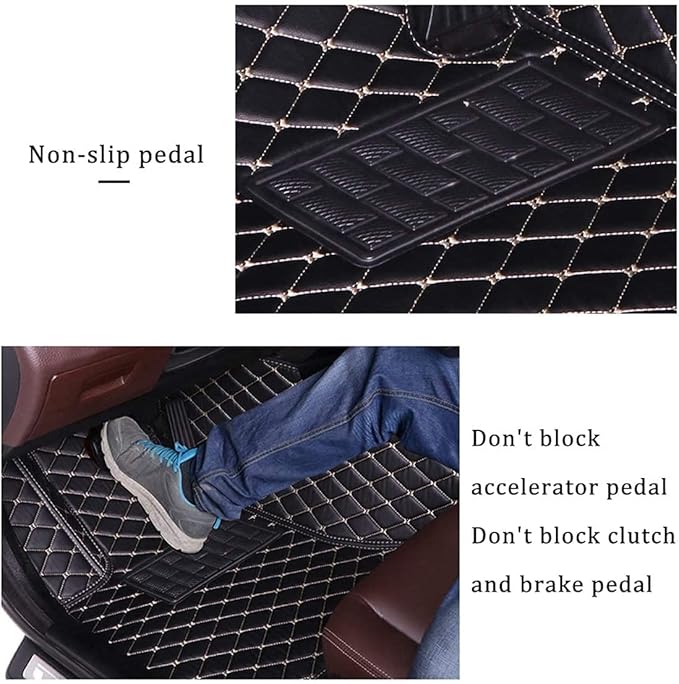 Custom Making Car Floor Mats Compatible for 2000-2025 All Mode Sedan SUV Sports Car Full Coverage Cute Pads Protection Non-Slip Leather Floor Liners (Black and White bar)