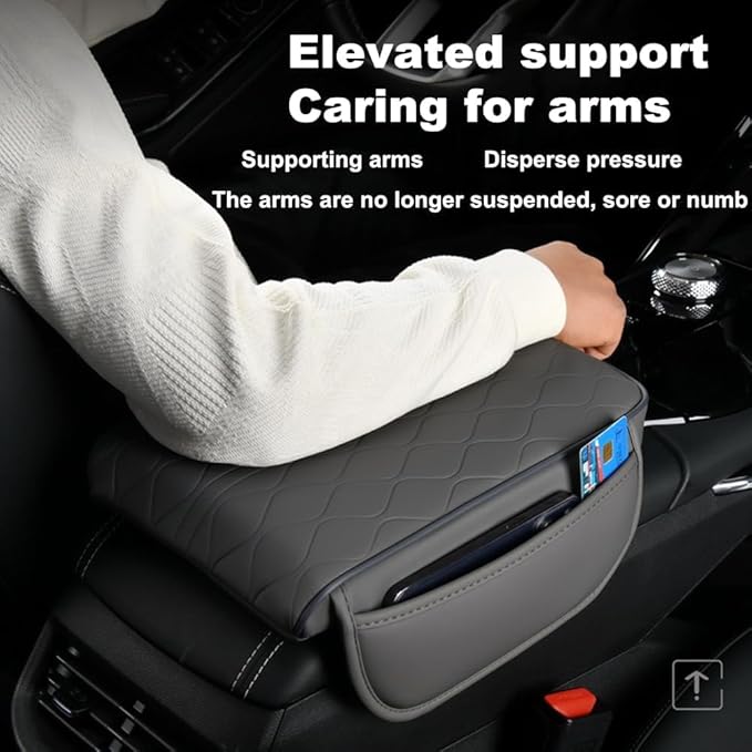 1 Pack Car Center Console Cover Custom Fit for Alfa Romeo Stelvio 2017-2021 2022, Leather Memory Foam Armrest Cushion Protector, Anti-Scratch Durable Armrest Pad,Red