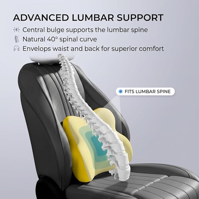 Car Headrest Pillow & Lumbar for Audi Q2 SUV 2016 2017 2018 2019 2020 2021 2022 2023, Car Seat Neck Pillow Back Support, Breathable All-Season Automotive Seat Cushions, 2PCS,A Black