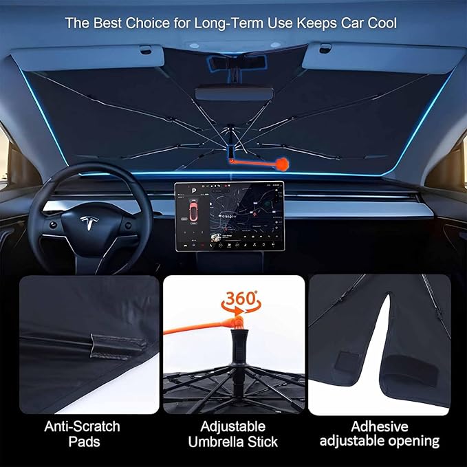 Socira Ghost Skull Car Windshield Sunshade Umbrella Foldable Horror Umbrella Funny Sun Shade Windshield Cover Creepy Skeleton Sunshade Skull Car Accessories Keeps Cool (57" X 30")