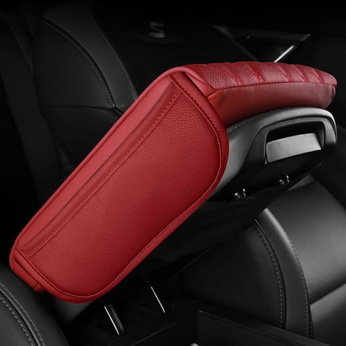 Universal Car Armrest Pad for Mini Countryman R60 F60 One/S/Cooper/JCW 2010-2024 Leather Armrest Box Center Console Cover Pad Waterproof Arm Rest Protector Decor Accessories,Black01