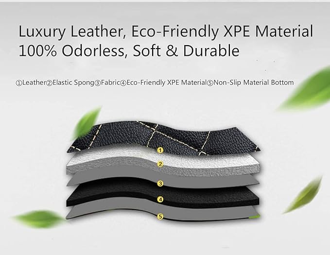 Custom Making Car Floor Mats for 95% Sedan SUV Sports Car Full Coverage Cute Men Women Pads Protection Non-Slip Leather Floor Liners (Black White Strips)