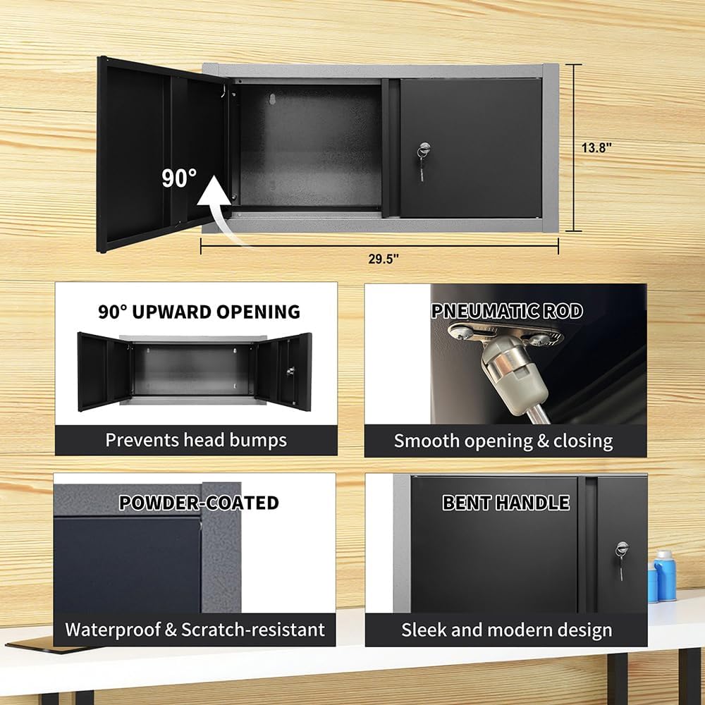 JZD Garage Storage Workbench Set, Metal Industrial Strength Tool Storage System, Rolling Chest Included, for Machine Shop Production Area