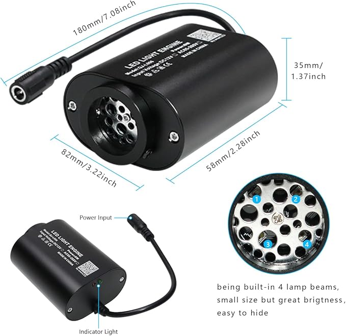 AZIMOM Mini 6W 500pcs Twinkle Fiber Optic Starlight Headliner Kit for Car Home 0.03in 13.1ft End Glow Fiber Strands Sound-Activated APP& Remote Control Starlight Engine