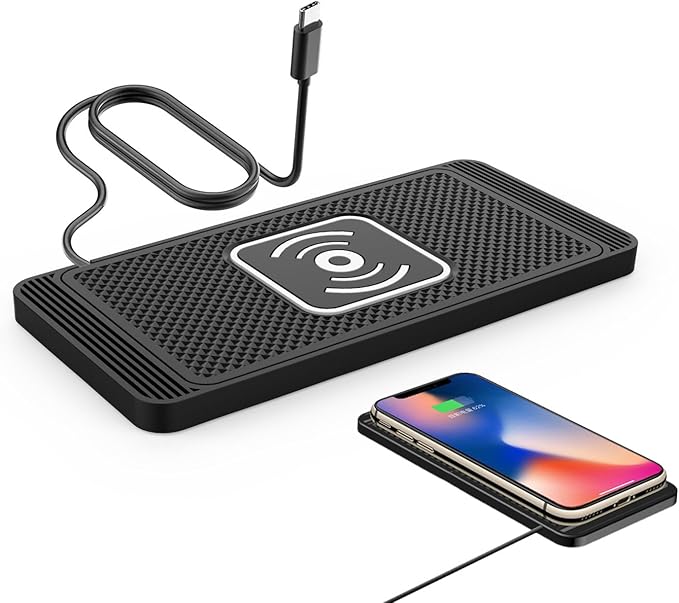 Car Wireless Charger Pad for Toyota Tacoma SR5, Fast 15W Slim Qi Wireless Charging Pad with USB/Type-C Cable Non-Slip Charging Mat for Car,15W-Type-c
