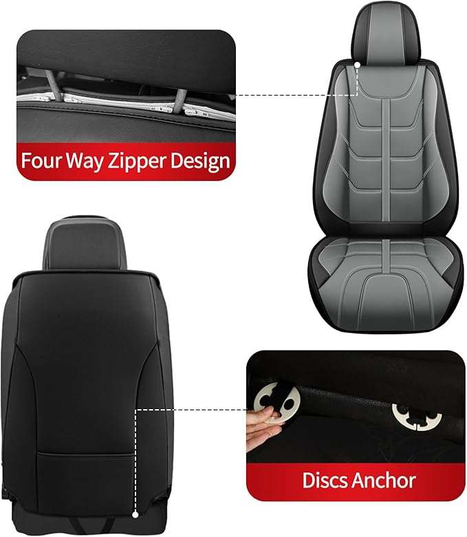 TTX LIGHTING Car Seat Covers fit for Buick Encore GX 2020-2025 Front Seat: Premium Leather Automotive Seat Cover with Airbag Compatible Waterproof (2 Seats, Black & Gray)