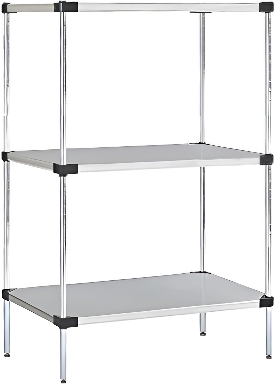 Omega Solid Stainless Steel Shelves, 21" Deep x 42" Wide x 34" High 3 Tier Heavy Duty Solid Shelving Unit for Kitchen Garage Office Restaurant Warehouse 800-lb Per Shelf Weight Capacity