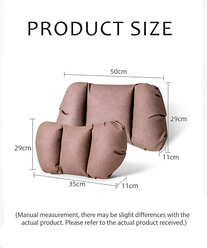 Car Neck Pillow & Lumbar Support for Suzuki Ertiga / XL7 2019-2026 Ergonomic Breathable Mesh Auto Seat Back Cushion Headrest,Brown-Neck Pillow
