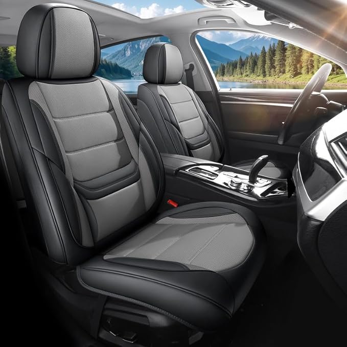 Car Seat Covers Custom Fit for Chevrolet/Chevy Captiva 2006-2018 , Premium Faux Leather Waterproof Car Seat Protectors with Lumbar Support, Breathable Anti-Slip Easy to install(Black&Gray,Full set)
