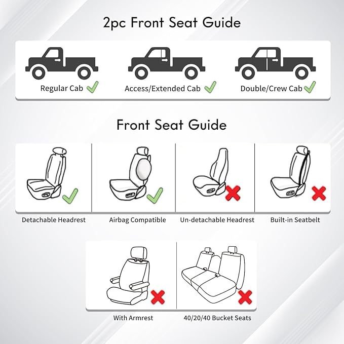 Huidasource Leather Car Seat Covers Fit for Toyota Tacoma 2016-2023 2022 2021 Full Coverage Seat Cover for Double/Crew Cab SR, SR5, Limited, TRD Pro, TRD Sport,TRD Off-Road (Front Pair/Black&Blue)