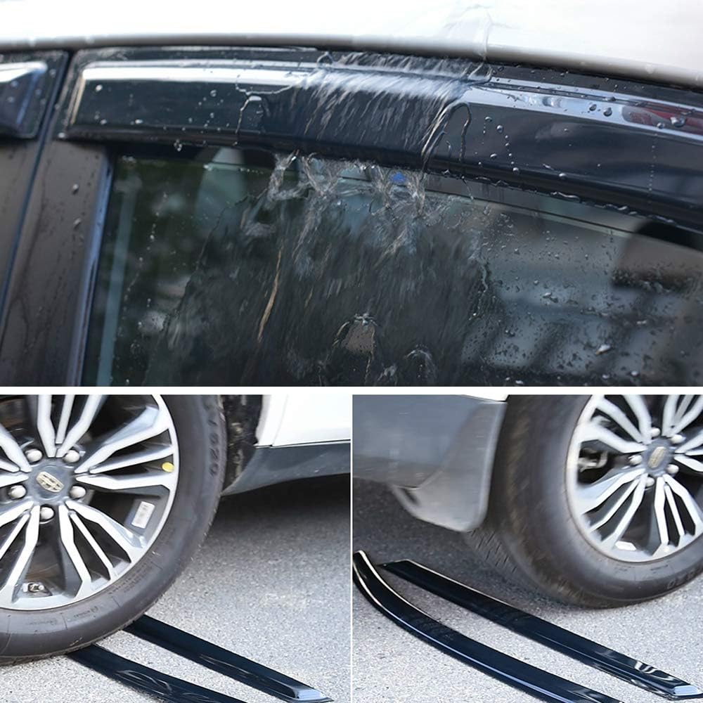 94733 Side Window Wind Deflector,4pcs Outside Mount Style Nice Sun Rain Guards Set,Dark Smoke Window Visor fit for 2002-2009 Chevry Trailblazer/GMC Envoy