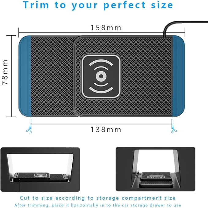 Wireless Charging Pad for Car for Chevrolet Trax 2015-2022 2024-2026, Non-Slip Type C/USB 20W Fast Phone Charging Pad DIY Trim-to-Fit No Interior Damage,B&Type-C