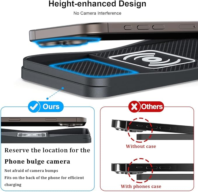 Car Wireless Charger Pad for Chevrolet Malibu 2000-2025, Type-C/USB 20W Fast Wireless Car Charger Pad Non-Slip Cordless Charging Mat,A-30cm Cable Type-C Plug