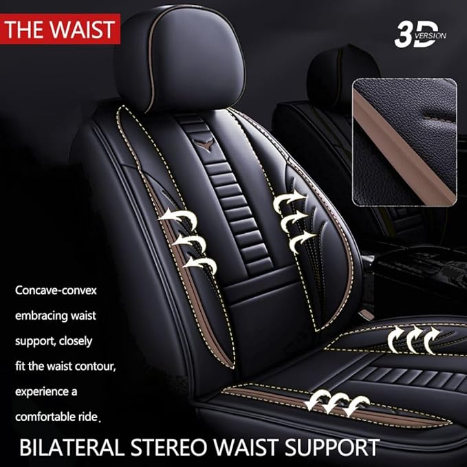 for Toyota CHR Seat Covers 2018-2026, Full Coverage Customized Car Seat Covers, Premium Leather Waterproof Stain-Resistant Easy to Install (Luxury 2 Seats, Black&Coffee)