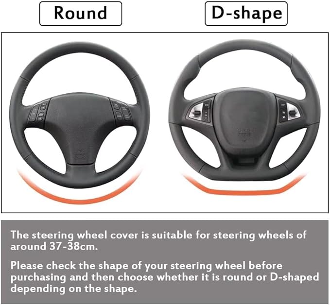 Pahajim Steering Wheel Cover Flat Bottom, D Shaped Car Steering Wheel Wrap PU Leather Anti Skid 14.5-15 Inch (37-38cm) Cubre Volantes Carros for Women Men (Orange)