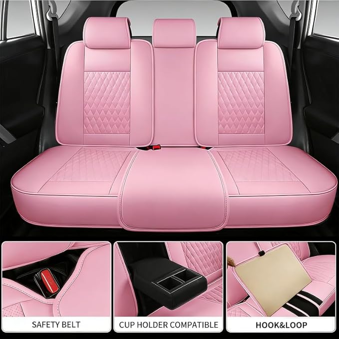 Car Seat Covers Full Set Custom Fit for Chevrolet/Chevy Cobalt 2004-2010 - Premium Faux Leather with Lumbar Support | Breathable, Waterproof, Anti-Slip, Durable (Pink,Full Set)