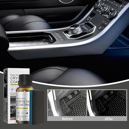 2025 Upgrade Crystal Coating for Car, Plastic Parts Crystals Coating, Plastics Parts Crystal Coating Plastic Restorer with Spong, Long Duration Refurbish Coatings Agent for Automotive Plastics (1Set)