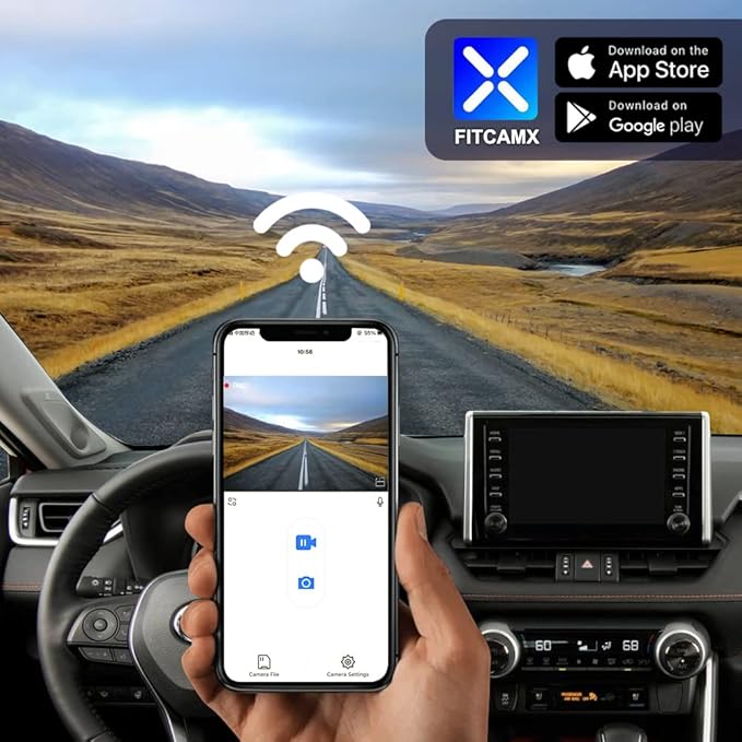 Fitcamx 4K Dash Cam Suitable for Toyota RAV4 2022-2025 (Model B/with Vent Hole on Cover), OEM Factory Look, UHD 2160P Video, Built-in WiFi & APP, Loop Recording, G-Sensor, Plug & Play, 64GB Card