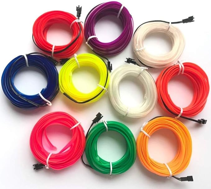 ABALDI Interior Car Lights El Wire Rope Lights Neon Atmosphere Glowing Strobing Electroluminescent Light for Car Interior Decoration(3m/9ft,Blue)