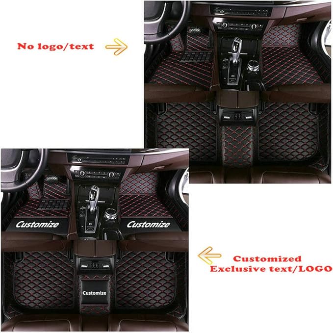 Custom Personalized Floor Mats for Cars - Luxury Full Coverage All Weather Mats, Anti-Slip Leather Mat Set, Fit for 99% of Cars, SUVs & Trucks (Yellow, A-Diamond)
