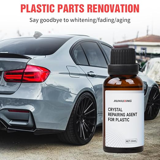 Plastics Parts Crystal Coating, 2025 Upgraded Leather Plastic Polishing Renovation Coating Agent, Car Trim Restorer with Sponge, Crystal Coating for Cars Interior or Exterior (2)