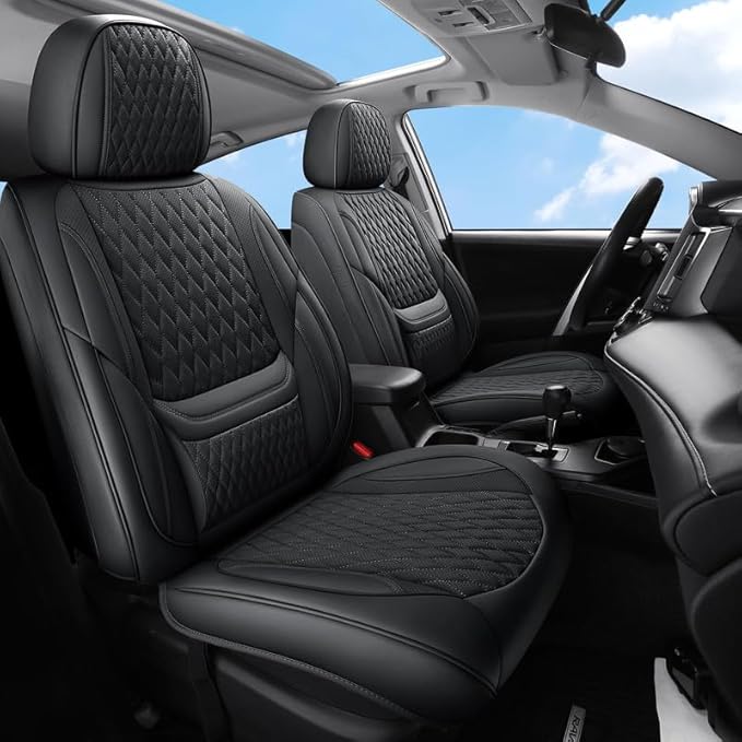 Front Seat Car Seat Covers Custom Fit for Ford Fusion 2007-2020 - Premium Faux Leather with Lumbar Support | Breathable, Waterproof, Anti-Slip, Durable (Black,Front Seat)