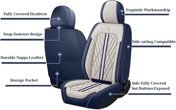 Premium Nappa Leatherette Car Seat Cover Set Custom Fit for Honda CR-V CRV 2000-2023 2024 2025 2026 Water-Proof Breathable Faux Leather Seat Cushion Protectors (Front 2 Seats,Beige Green)
