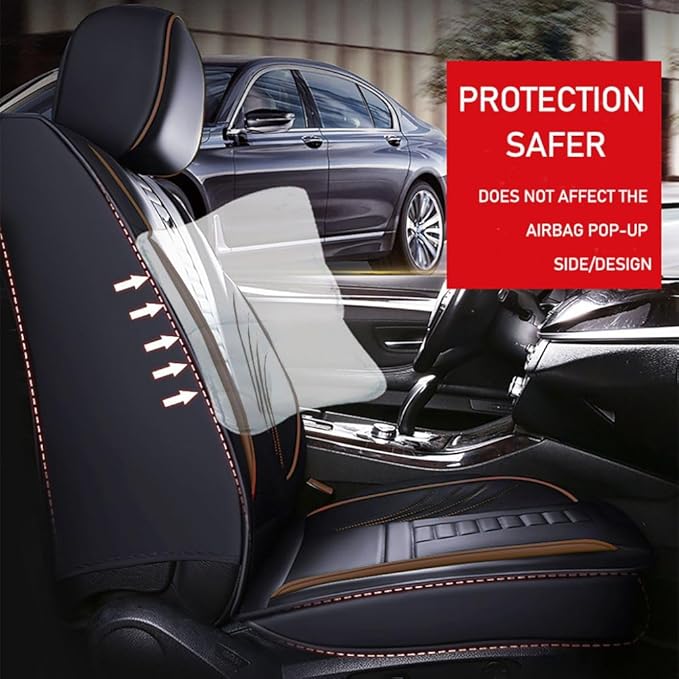 for Chevy Equinox Seat Covers 2005-2026, Full Coverage Customized Car Seat Covers, Premium Leather Waterproof Stain-Resistant Easy to Install (Luxury 5 Seats, Black&Coffee)