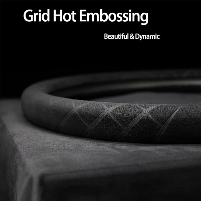 Suede Steering Wheel Cover,Compatible with Mitsubishi Eclipse Lancer Outlander Mirage Outlander Sport SuedeSport Non-Slip Wheel Cover Car Interior Accessories 15 inch for Man and Women
