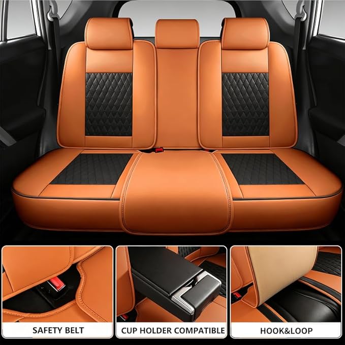 Car Seat Covers Full Set Custom Fit for Mercury Mariner 2005-2011 - Premium Faux Leather with Lumbar Support | Breathable, Waterproof, Anti-Slip, Durable (Black&Brown,Full Set)