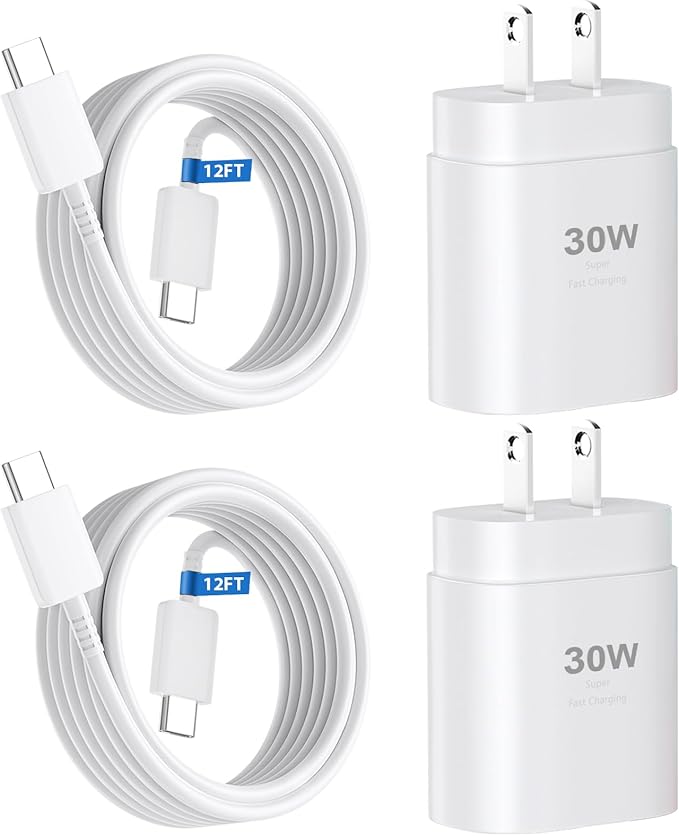 Phone 17 16 15 Charger Fast Charging,30W USB C Phone 17 16 15 Pro Max Charger Block & 12FT Long Type C Cable Cord for i.Phone 17/17 Air/17Pro/17Pro Max/16/16Pro/16 Pro Max/15/15 Pro Max,White