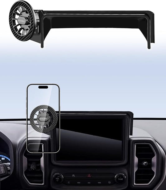 Car Phone Holder for Ford Bronco Sport 2021-2024 Accessories Automobile Cradles Magnetic Phone Mount Compatible with MagSafe, Magnets Cell Phone Base(Only FIT 8-INCH, NOT FIT 2025, NOT FIT Bronco)