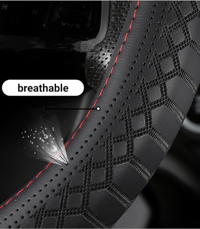 Wood Car Steering Wheel Cover Rubber Inner Ring All Car Universal Four Seasons Universal Thin Fiber Leather Anti-Slip 16 17 18 19inch for Truck (16inch, Brown)