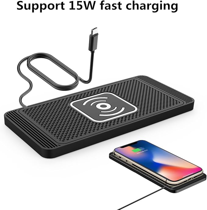 Wireless Charging Pad for Car for Lexus GX460 GX470 LC500, 15W Fast Wireless Charger Mat Non-Slip Silicone Car Center Console Phone Charging Pad,A/15W-Type-c