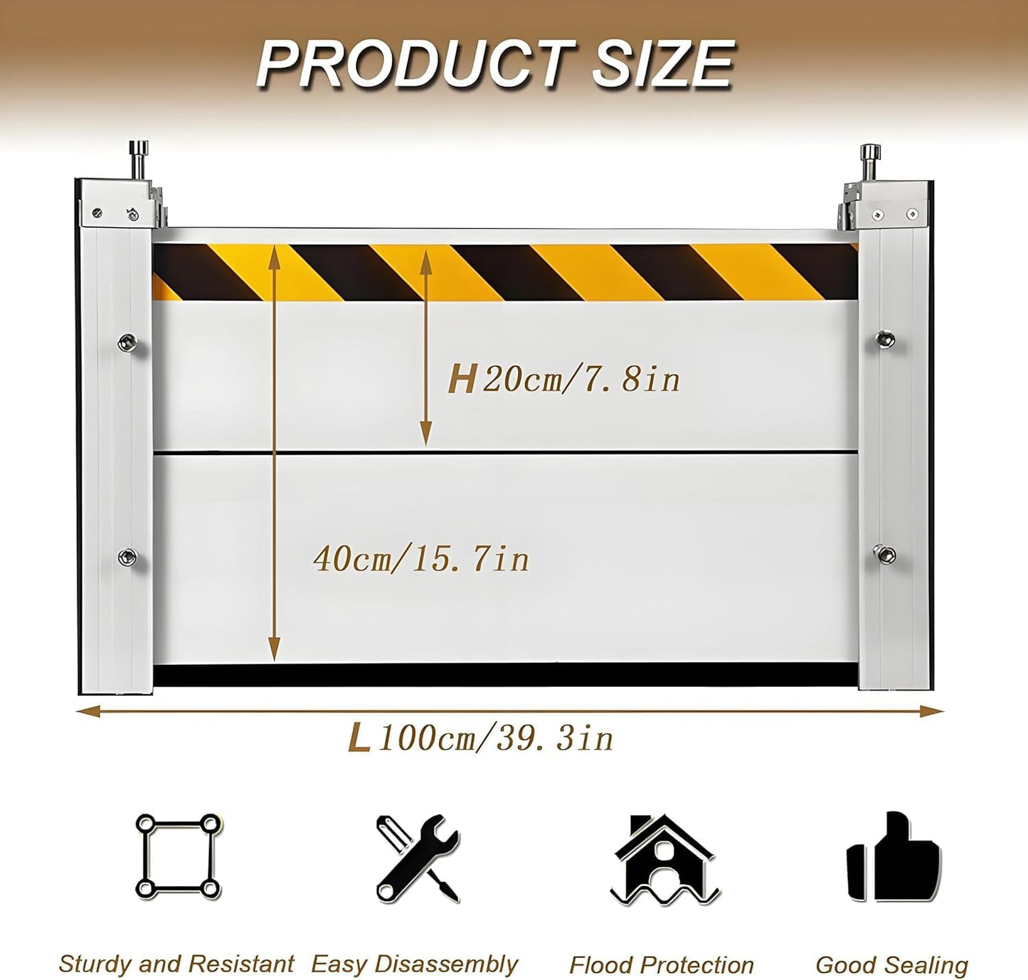Flood Barriers for Home Exterior - Aluminum Alloy Outdoor Easy Flood Barrier Garage Doors Water Barriers for Flooding,H31.5 Inch/L21FT
