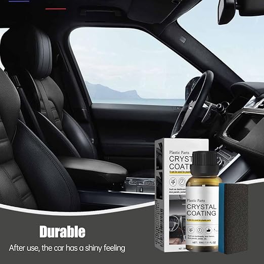 Crystal Coating for Car, 2026 New Plastic Parts Crystals Coating, Upgrade Plastics Parts Crystal Coating Plastic Restorer with Spong, Coatings Agent for Automotive Plastics (3Set)
