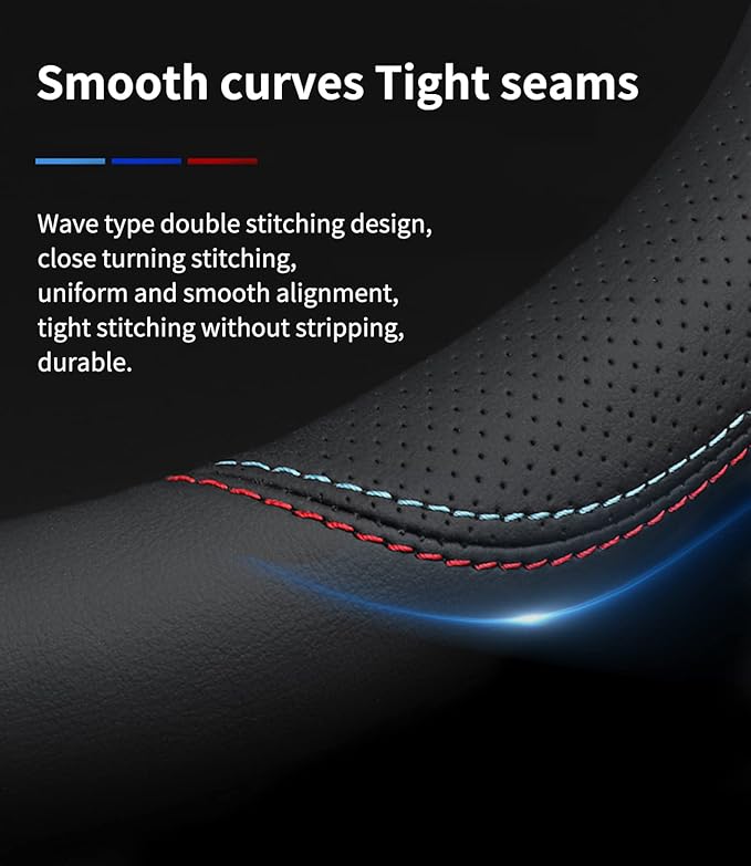 Custom-Fit for Toyota Steering Wheel Cover, Premium Leather Car with Logo, Non-Slip, Breathable, Accessories (A-Style, Toyota)