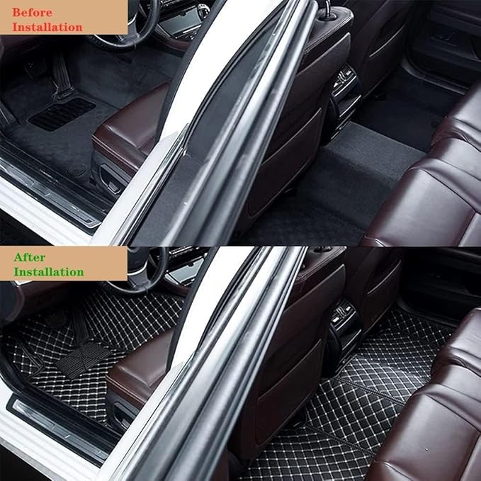 Custom Making Car Floor Mats Protection Pads for 99% Sedan/Coupe/Hatchback/SUV/Pickup Men Women Car Floor Mats Coverage Pads Anti-Slip Leather Floor Lining (Yellow+Black Beige)