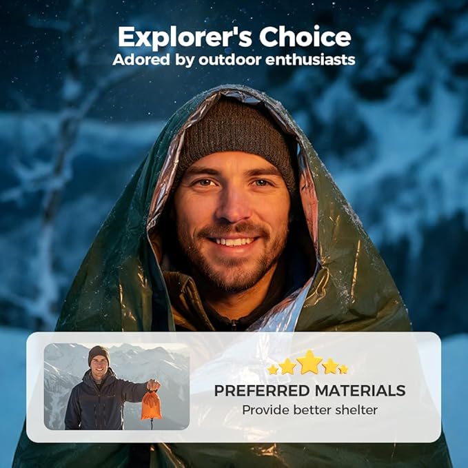 2026 New Blanket, Emergency Sleeping Bag for Survival, Blanket with Emergency Whistle Waterproof, Compact Lightweight, Emergency Mat for Survival Kit Car Camping Gear Hiking Go (Orange)