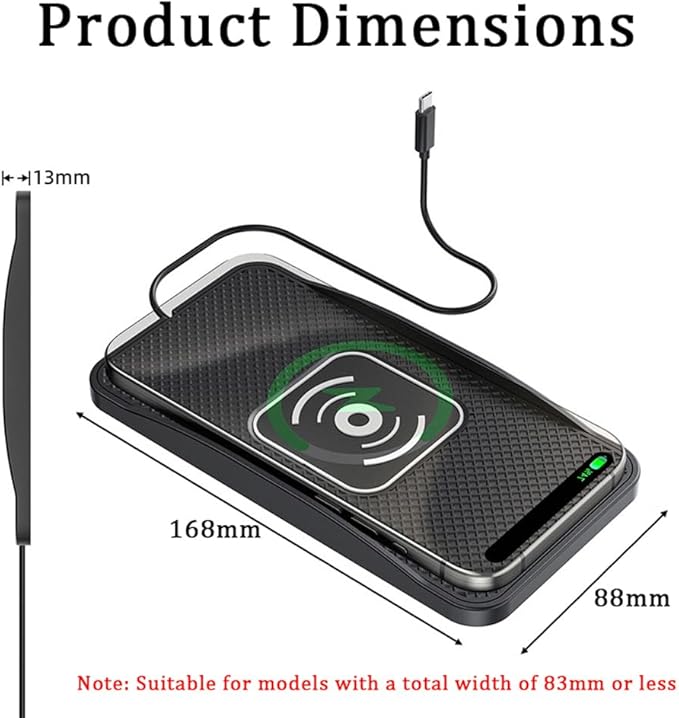 Wireless Car Charger Pad for Hyundai Tucson 2005-2026, Type-C/USB 20W Car Wireless Charger Non-Slip Phone Charging Pad Car Accessories,A 30cm Cable Type-C Plug