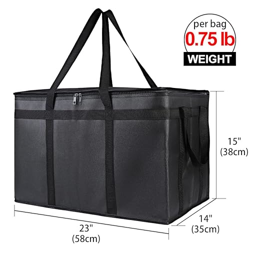 Bodaon Catering Bag with Removable Hard Bottom, XXX-Large Insulated Food/Pizza Delivery Bag for Delivery Drivers, Cooler/Hot Bags, Insulated Grocery Food Warmer Container Supplies (2Pk, Black + Red)