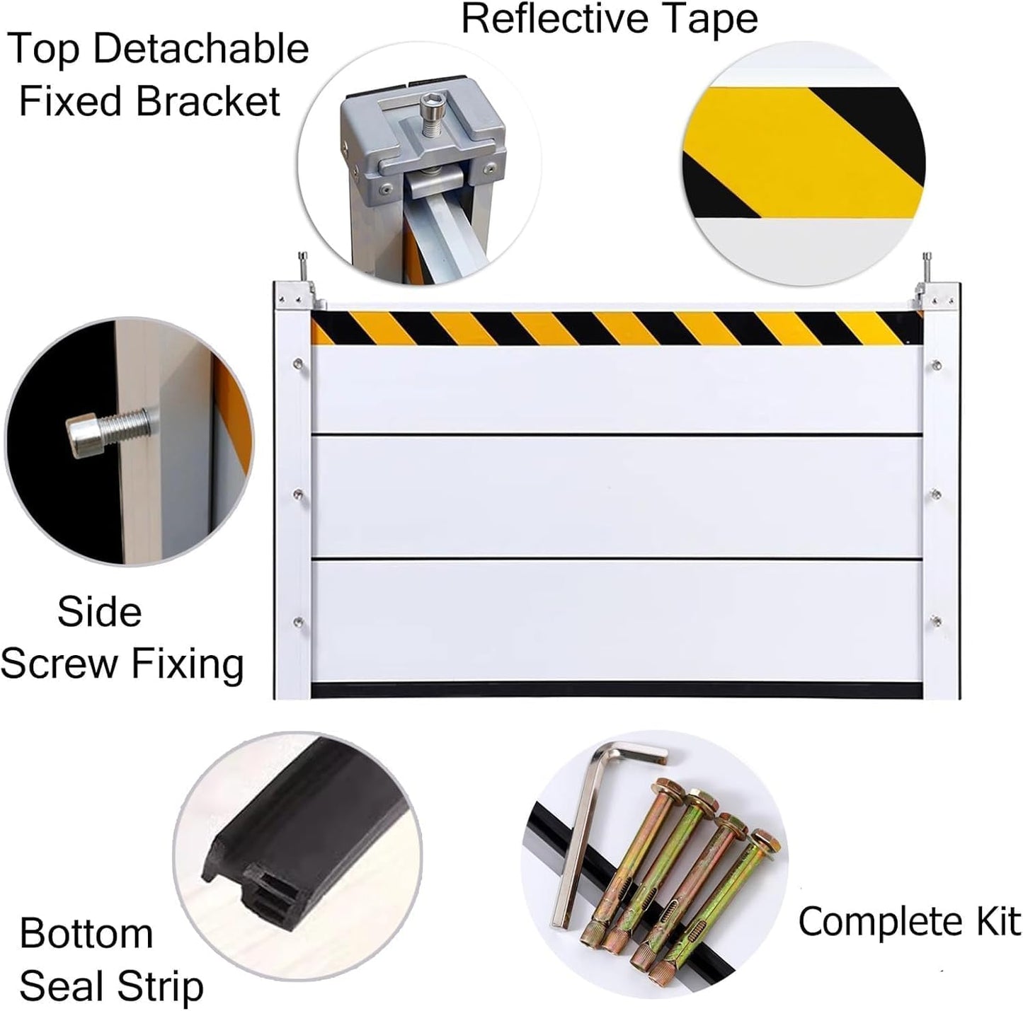 Reusable Heavy Duty Aluminum Flood Barriers for Home Exterior, Flood Protection Barriers Water Barrier Door Quick Detachable Garage Doors Detachable Mobile Rain Water Baffle ( H 15.7 inch L 2FT)