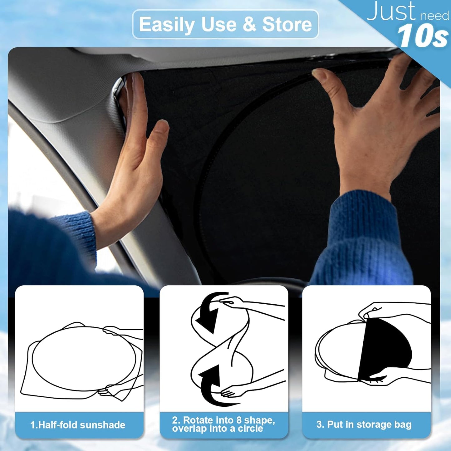 Custom Fit Escalade Windshield Sunshade for Cadillac Escalade Accessories 2021-2023 2024 2025 2026 Front Window Shades Cover for Windshield Sun Visor Screen Protector 210T Reflective Blocks UV Rays