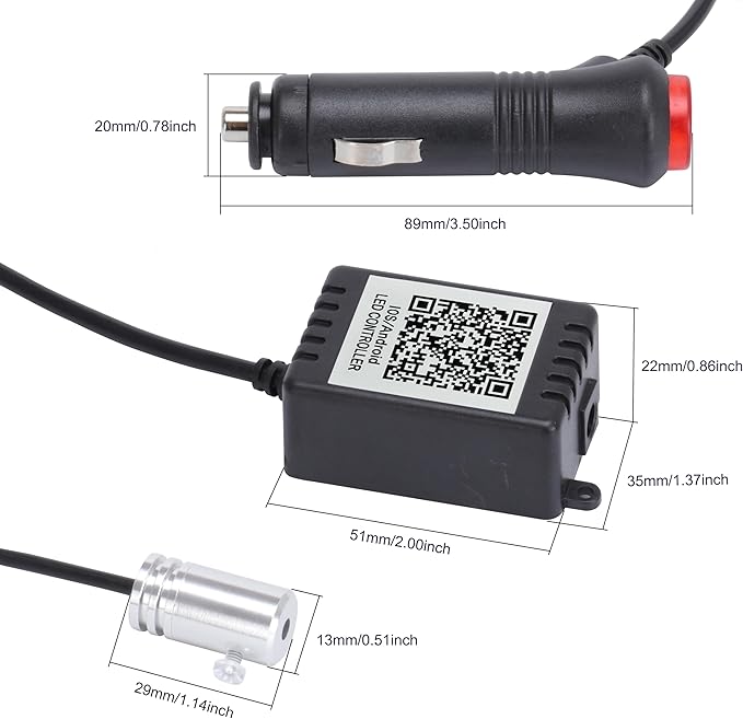 Car Ambient Lighting Optic Fiber 64 Colors Music Sound Active with RF Remote Control + APP Control Car Decorative Atmosphere Lighting Kit DC 12V 1W 5m