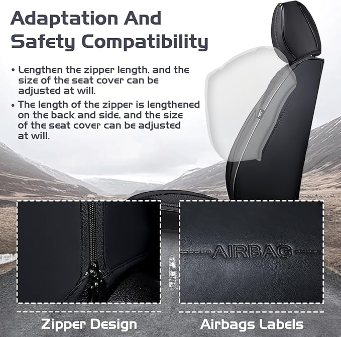 Truck Seat Covers for GMC Sierra 3500 2007-2026, Waterproof Premium Leather Full Coverage Car Seat Cover, Muscle Sport Style Auto Interior Seat Cover Sets (Front Set/Black)