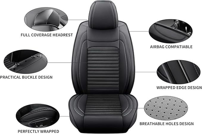 Front Seat Covers Fit for Toyota 4Runner 2001-2026, Car Seat Covers Front Seats, Breathable Faux Leather Automotive Seat Covers Front Pair Anti-Slip Seat Cover(Black, Front)