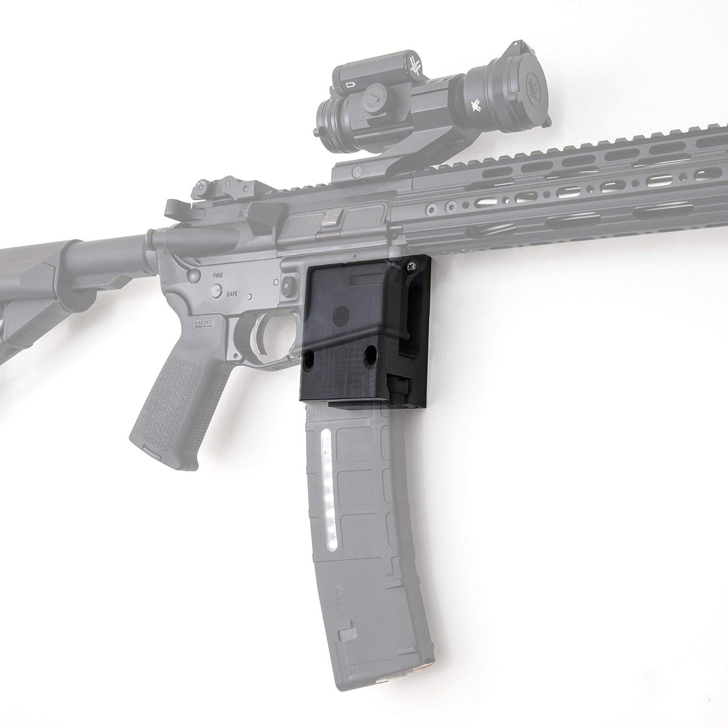 Spartan Mounts Locking .223/5.56 Rifle Mount Wall Display | Low Profile Floating Design Vertical and Horizontal Mounting Solution | Gun Room Safe Storage Organzation | Made in USA